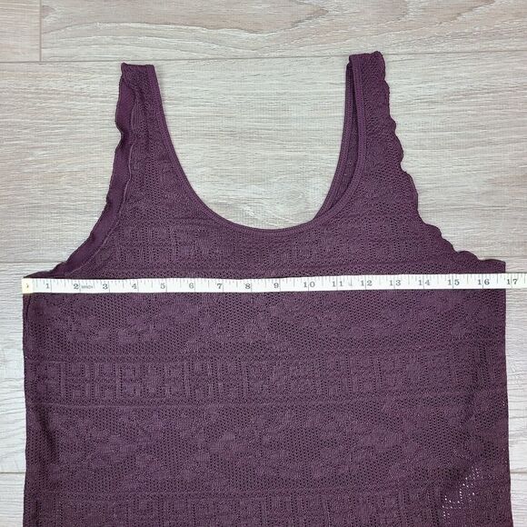Topshop Petite Wine Red Purple Lace Print Semi Sheer Tank Top Size 6 Petite - Picture 13 of 16